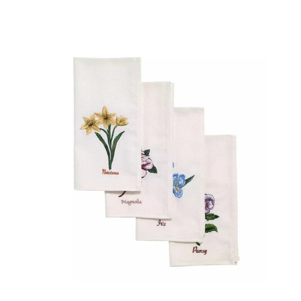 Avanti Portmeirion Embroidered Napkins Set of 4 Botanic Garden Flower Spring